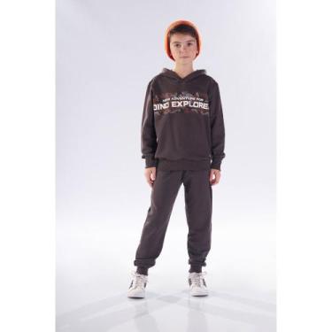 Imagem de Conjunto Moletom Masculino Infantil Pulla Bulla Ref. 49776, Cinza escu