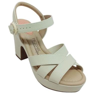 Imagem de Sandália Feminina Modare Salto Plataforma Ultra Confort, Creme, 39