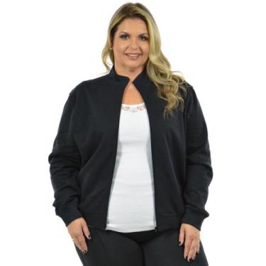 Imagem de Jaqueta moletom flanelado plus size feminino fenomenal, Azul royal, 56