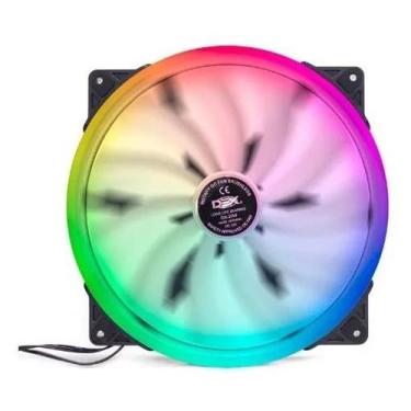 Imagem de Cooler-fan Rgb 32-led Gamer C/ Controle 20x20cm Dex Dx-20w