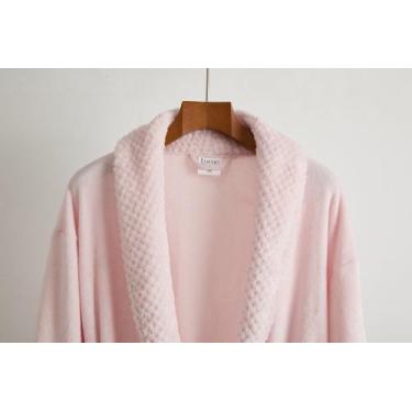 Imagem de Roupão Manga Longa Flannel Antialérgico Velar Tam G - Rosa - Lume Home
