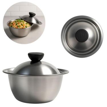 Imagem de Tigela Bowl De Metal C/ Tampa 550ml Saladeira Resistente - Fx