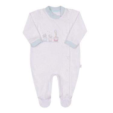 Imagem de Macacão Bebê Manga Longa Plush Quentinho Verde Branco Neutro - Letut, 