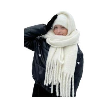 Imagem de Cachecol De Luxo Feminino Em Cashmere, Xale Grosso E Quente Com Franja