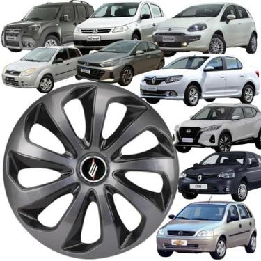 Imagem de 1 Calota Esportiva Modelo Velox Aro 15 Polegadas Grafite com Preto Uni