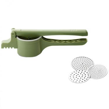 Imagem de Espremedor de Batata Vera para Amassar Alimentos em Plástico com 3 Lâminas Texturizadoras para Cozinha Verde Ghidini