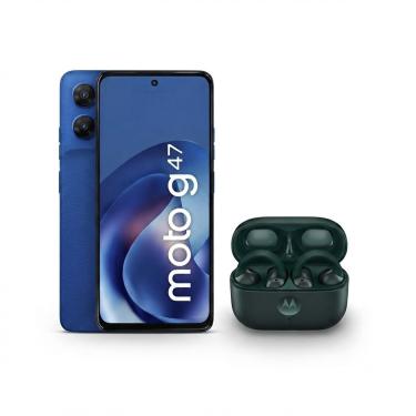 Imagem de Kit Motorola Moto G47 5G 256GB Azul Náutico com Moto Buds Loop Sound by Bose