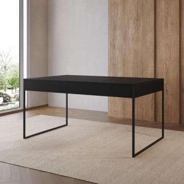 Imagem de Mesa Jantar Industrial Retangular Preta 137X90Cm Filadélfia Base Ferro