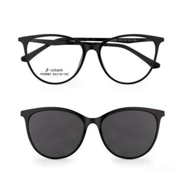 Imagem de Armação Óculos Grau Clipon Sol Feminino Gatinho 2 Em 1 Rita-Feminino