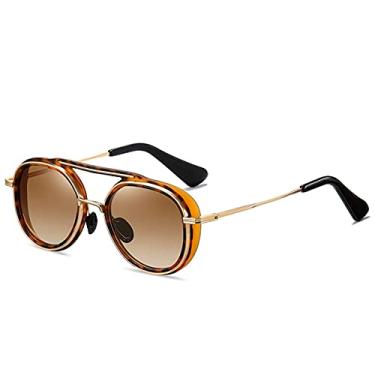 Imagem de Óculos de Sol Design Vintage Unissex Óculos Casual Fashion Redondo Polarizado com Proteção Uv400 (C3)