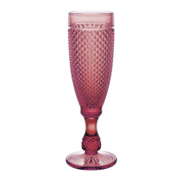 Imagem de Cj de tacas para champanhe bico de jaca de vidro rosa - 6PCS