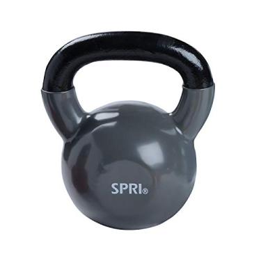 Imagem de SPRI Kettlebell Pesos Deluxe Ferro Fundido Revestido Confortável Alça Larga Cor Kettlebell Conjunto de Peso (Cinza, 18 kg)