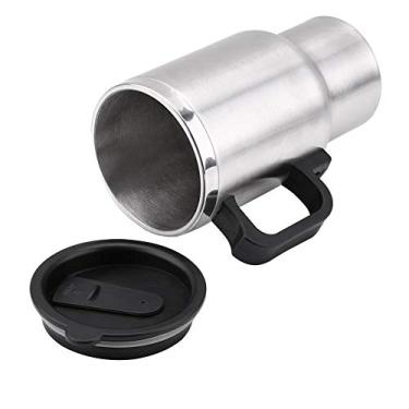 Imagem de Copo elétrico de aço inoxidável de 450 ml, 12 V, copo de aquecimento para viagem, plugue térmico elétrico, chaleira para cozinhar carro, caneca de café com adaptador