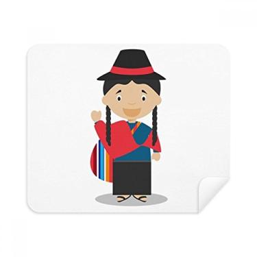 Imagem de Pano de limpeza de desenho animado Ecuador azul vermelho limpador de tela 2 peças tecido de camurça