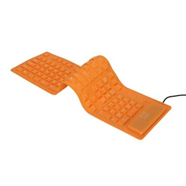 Imagem de Teclado impermeável macio de silicone, teclado portátil dobrável à prova de poeira, teclado dobrável com fio USB de 108 teclas, design de vedação completa, para notebook PC (laranja)