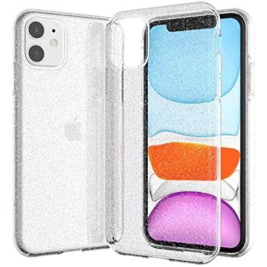 Imagem de Bling Sparkly Glitter Shiny Soft Flexível TPU Slim Case Para iPhone 12 Mini 13 11 Pro Max XS X XR 7 8 Plus 6S Capa Clara, Transparente, Para Iphone X XS