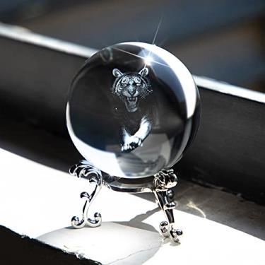 Imagem de 60mm (2.3quot;) Estátua de bola de cristal 3D esculpida peso de papel para decoração de mesa artesanato, bola de cristal + Ginza, 60mm