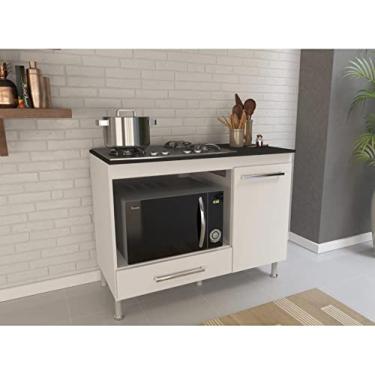Imagem de Balcão para Cooktop 4 ou 5 Bocas Indekes 1,05m 1 Porta 1 Gaveta Branco - 60861461