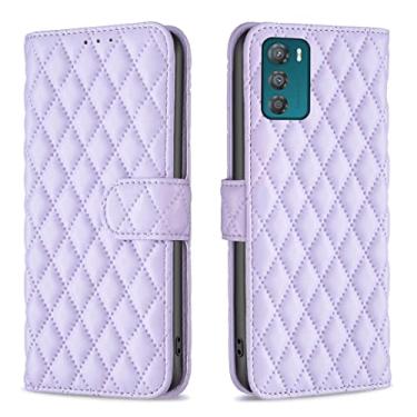 Imagem de HONGYAN Capa de telefone Para Motorola Moto G42 4G Diamond Lattice Cartice Cheather Flip Phone Case Capa protetora