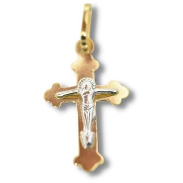 Imagem de Pingente Religioso Cruz Crucifixo Ouro Branco 18K P068 - Joiasmax