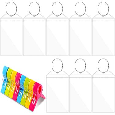 Imagem de 16 pacotes de etiquetas de bagagem de cruzeiro de carnaval etiquetas de PVC para viagem suportes de etiqueta transparente com fecho de zíper laços de aço e clipes coloridos de toalha de praia clipes de praia de cores sortidas para cobertores de cadeira de praia