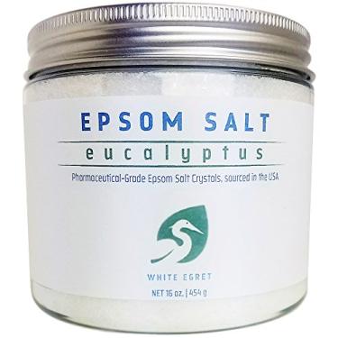 Imagem de White Egret Sal Epsom de banho de grau farmacêutico, eucalipto, 473 ml