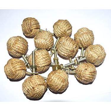 Imagem de 12 maçanetas de porta nojadas – puxadores de gaveta náuticos – Puxadores de gaveta de corda de juta