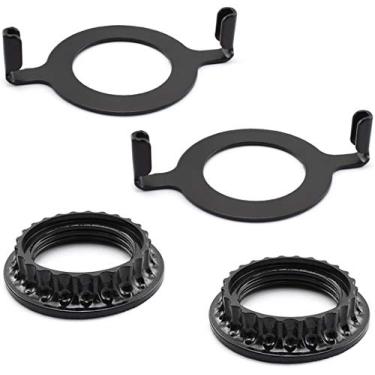 Imagem de DTTRA 2 pçs adaptador de sela de lâmpada preta e 2 peças kit de anéis de colar para lâmpada E26 anéis de retenção de anel de soquete de luz antiderrapante