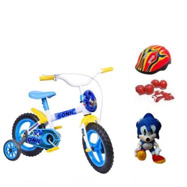 Imagem de Bicicleta Infantil Menino Sonic Aro 12 Crianças  3 Itens - Bkt