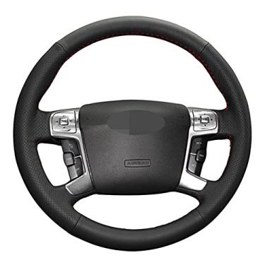 Imagem de TPHJRM Capa de volante de carro couro artificial, apto para Ford Mondeo Galaxy S-Max 2006 2007 2008 2009 2010-2014 2015