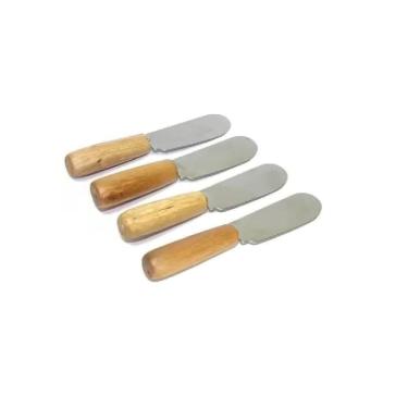 Imagem de Espátula Para Manteiga Patê 4 Peças Cabo De Madeira