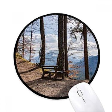 Imagem de DIYthinker Sky Bench Florestal Ciência Natureza Cenário Mouse Pad Desktop Escritório Tapete Redondo para Computador