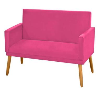 Imagem de Sofá 2 Lugares Estofado Tecido Sintético Rosa Pink - Nina Home Decor
