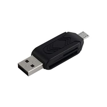 Imagem de Leitor De Cartão De Memória Adaptador OTG USB Notebook Computador Micro USB Tablet Celular Arquivos De Cartão SD Micro SD Portátil Plug And Play LINHA PREMIUM DUPIN (Preto)
