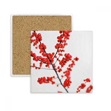 Imagem de Moldura de galho vermelho temperado para fotografia, porta-copos quadrado, suporte de subplaca, pedra isolante