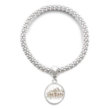 Imagem de DIYthinker Pulseira de prata veneziana com pingente de corrente ajustável da Igreja Veneziana