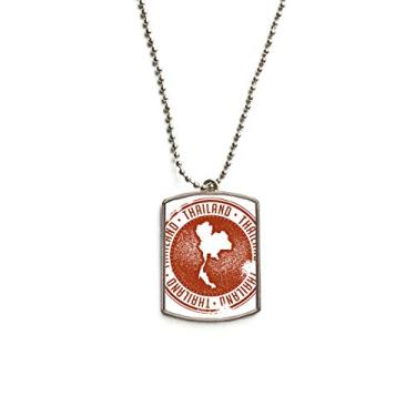 Imagem de Colar de aço inoxidável com pingente de placa de identificação de cachorro com mapa da Tailândia da cultura tailandesa I Love Thailand
