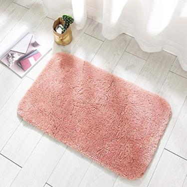 Imagem de Jun Jiale Tapete de banheiro grosso antiderrapante forte absorção de água tapete de chuveiro fofo (rosa, 50 x 100 cm, lavável na máquina)
