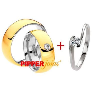 Imagem de Par Aliança De Casamento Ou De Noivado Em Ouro 18K - Mdb2017 - Pipper