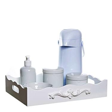 Imagem de Potinho de Mel Kit Higiene Resina Arabesco com Porta Álcool-Gel, Branco