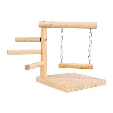 Imagem de Generic Parrot Playstand Bird Stand Tédio Breaker Treinamento Parrot Play Stand Bird Playground para periquitos Lovebirds Canárias, Madeira Bruta