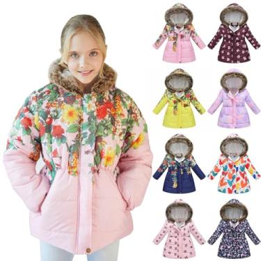 Imagem de Beziun Jaqueta longa leve para meninas da moda infantil, impermeável, embalável, com capuz, macia, acolchoada, A, 3-4 Anos