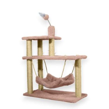 Imagem de Arranhador Gato Triplo Cama Grande com Brinquedo Rosa