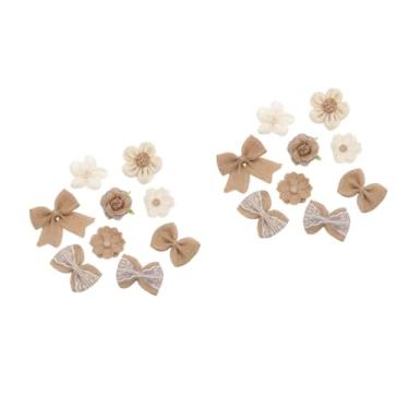 Imagem de VILLCASE 18 Peças Topper De Árvore De Natal Rústico Natal Rústico Flor Rosa Laço Feito À Mão Flores De Serapilheira E Arcos De Serapilheira Peças Centrais De Flores Fita De Juta Ornamento