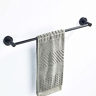 Imagem de Conjunto de acessórios de banheiro preto Suporte de escova de toalete Rolo de papel higiênico Trilho de prateleira de vidro fosco para saboneteira de parede Suporte para secador de cabelo, barra de toalha única