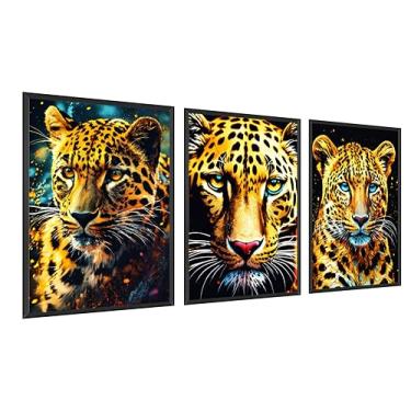 Imagem de Kit 3 Quadro Decorativo Sala Quarto Rugido Leão Tigre Onça Colorido Abstrato (Imagem 2)