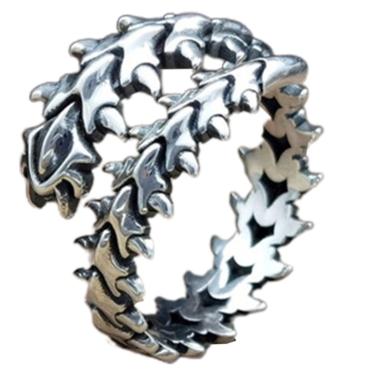 Imagem de Vintage Creative Spine Ring Ajustável Prata Open Ring Dragon Bone Ring Cool Fish Bone Ring Joias para Melhor Amigo
