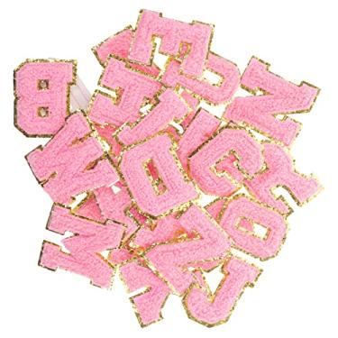 Imagem de Operitacx 26 Unidades Adesivos tecido do alfabeto patch bordado Decoração DIY flash patches volta para casa casacos vestidos reparando manchas nas costas bolsas rosa