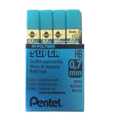 Imagem de Grafite Pentel Original Hi-polymer 0,7mm 4b - Caixa Com 12 Tubos
