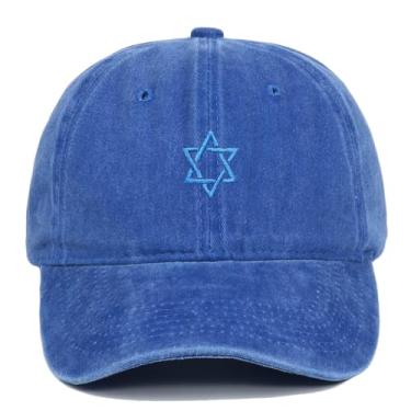 Imagem de Boné de beisebol bordado com a bandeira de Israel da Totexi, feito de lavagem antiga, macio, boné de beisebol, boné casual ao ar livre, Azul, M